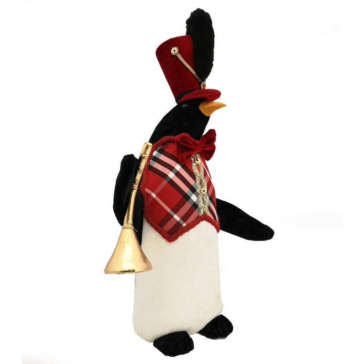 Pinguin din plush cantand la trompeta, multicolor, 51 cm