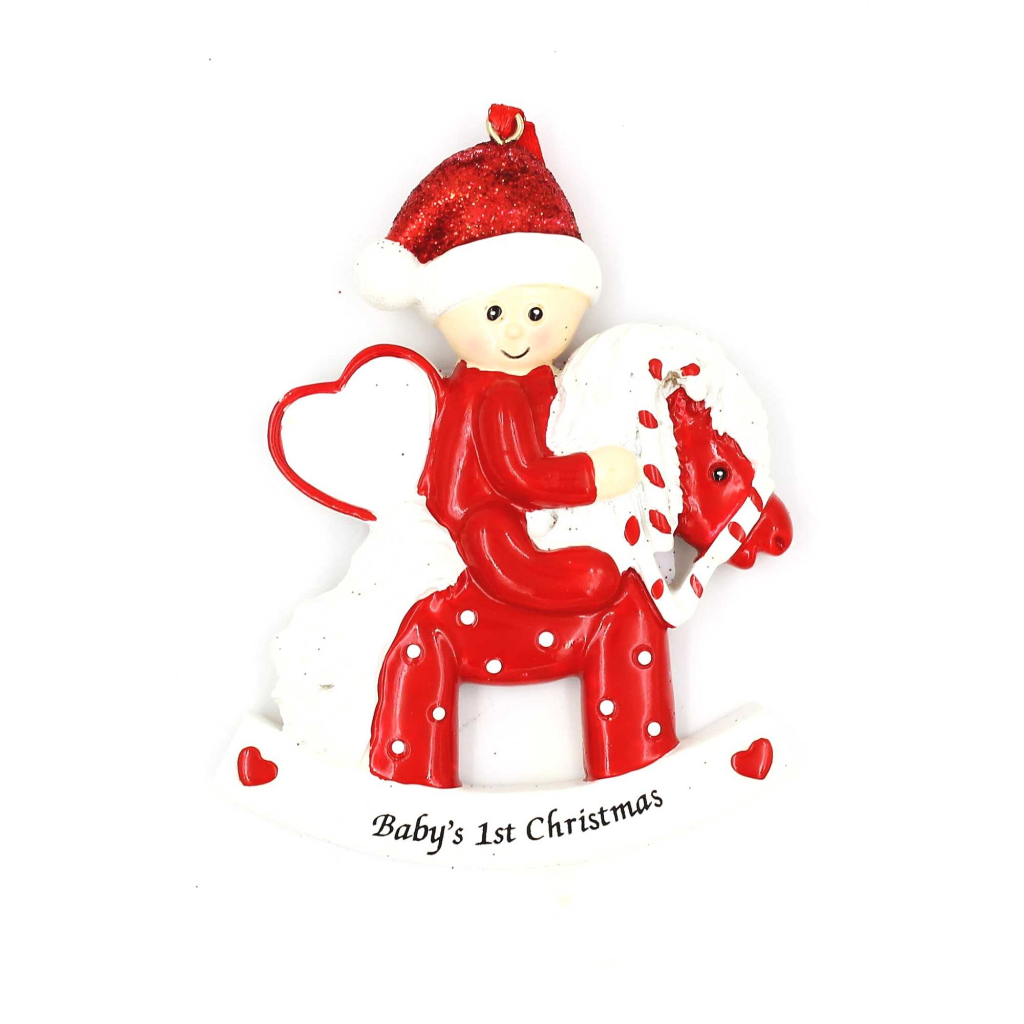 Decoratiune de Craciun magnet, Gift Design, Baby's 1st Christmas, calut, multicolor, 9x9 cm