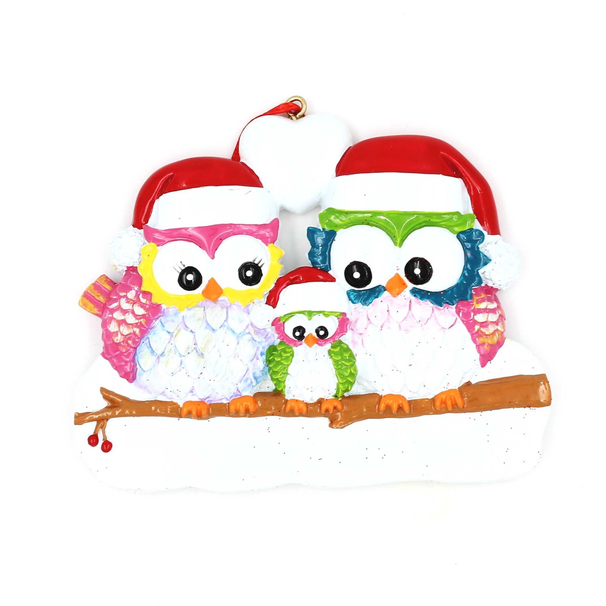 Decoratiune de Craciun cu magnet, Gift Design, familie de bufnite, multicolor, 9x9 cm