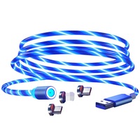 cablu magnetic incarcare si transfer de date fast-charge 3a luminat albastru de incarcare cu flux luminos iphone usb-c si microusb 3 conectori imagen 33_0_
0