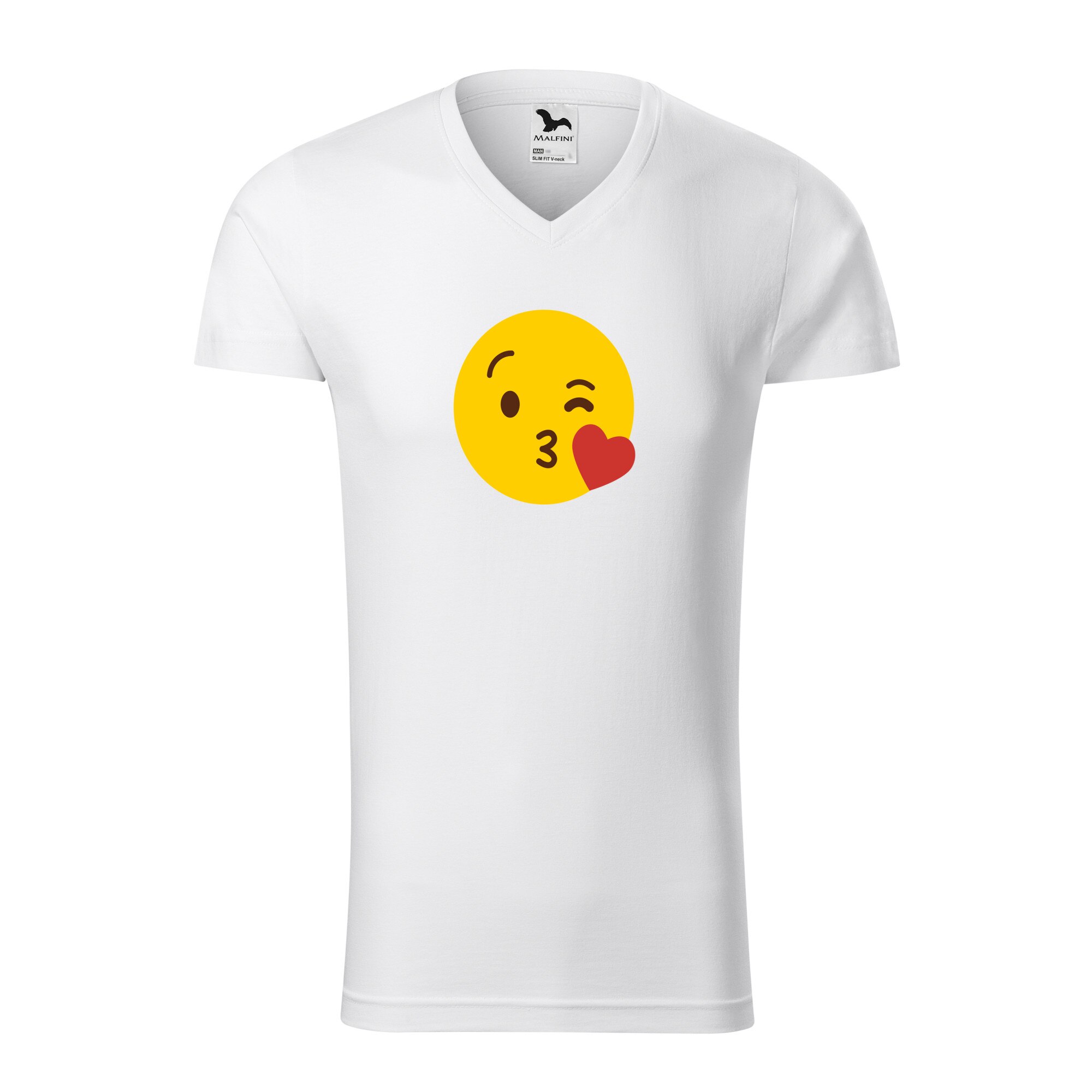 Tricou barbati, Malfini, Emoji Kissing Face, Alb, L