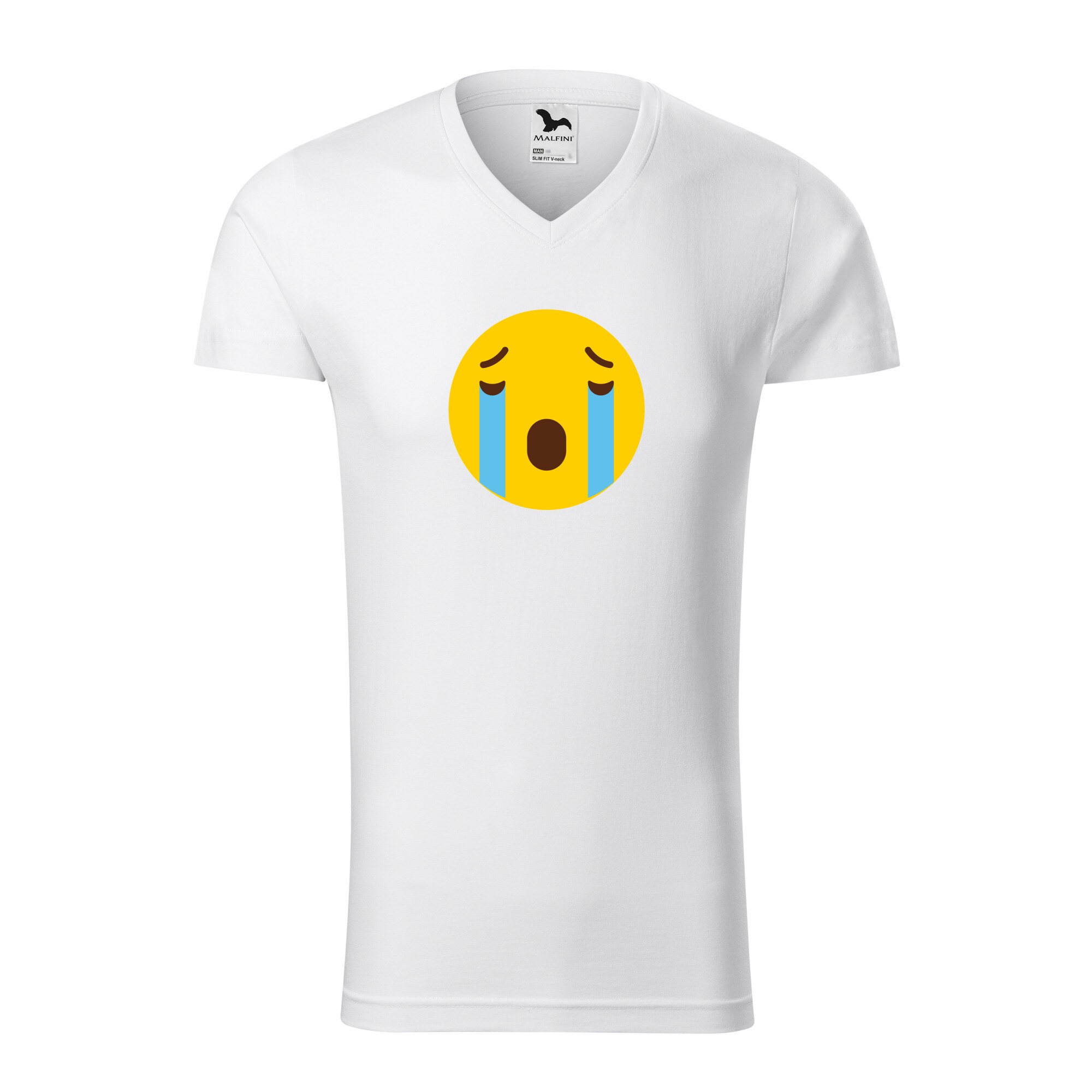 Tricou barbati, Malfini, Emoji Crying like a river Face, Alb, L