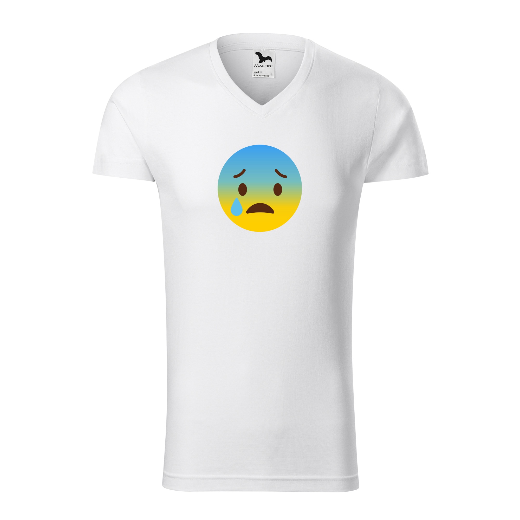 Tricou barbati, Malfini, Emoji Depressed with tears Face, Alb, L