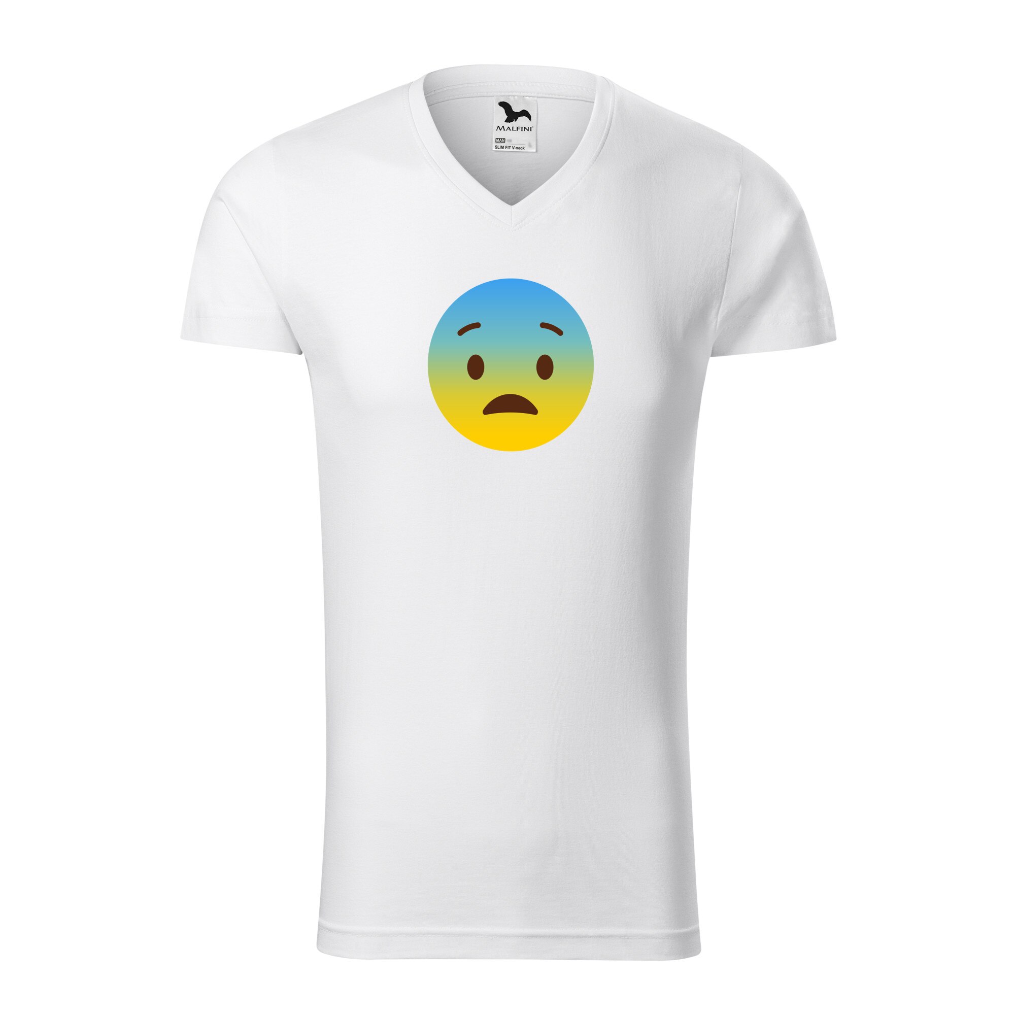 Tricou barbati, Malfini, Emoji Scared Face, Alb, L