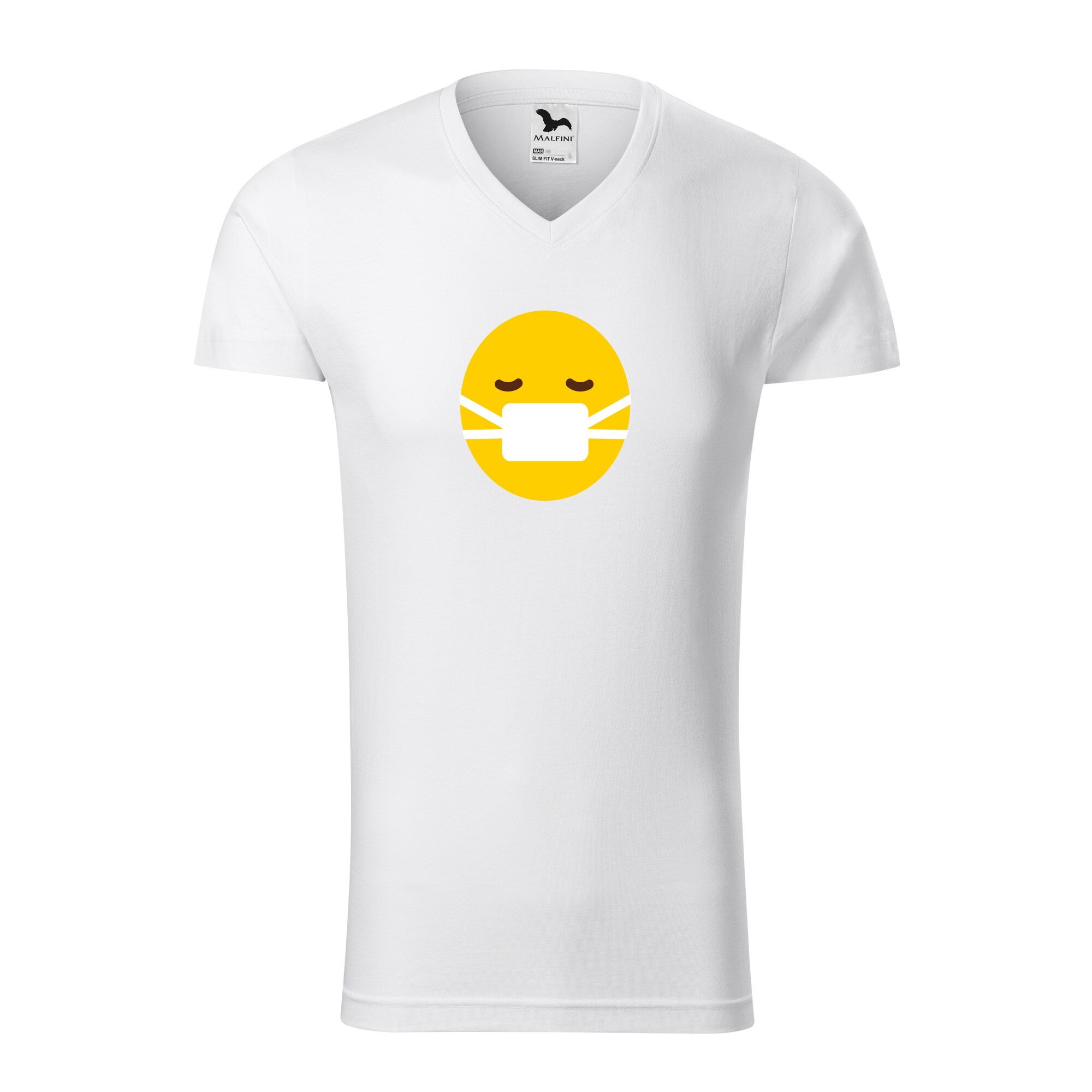 Tricou barbati, Malfini, Emoji Mask on Face, Alb, L