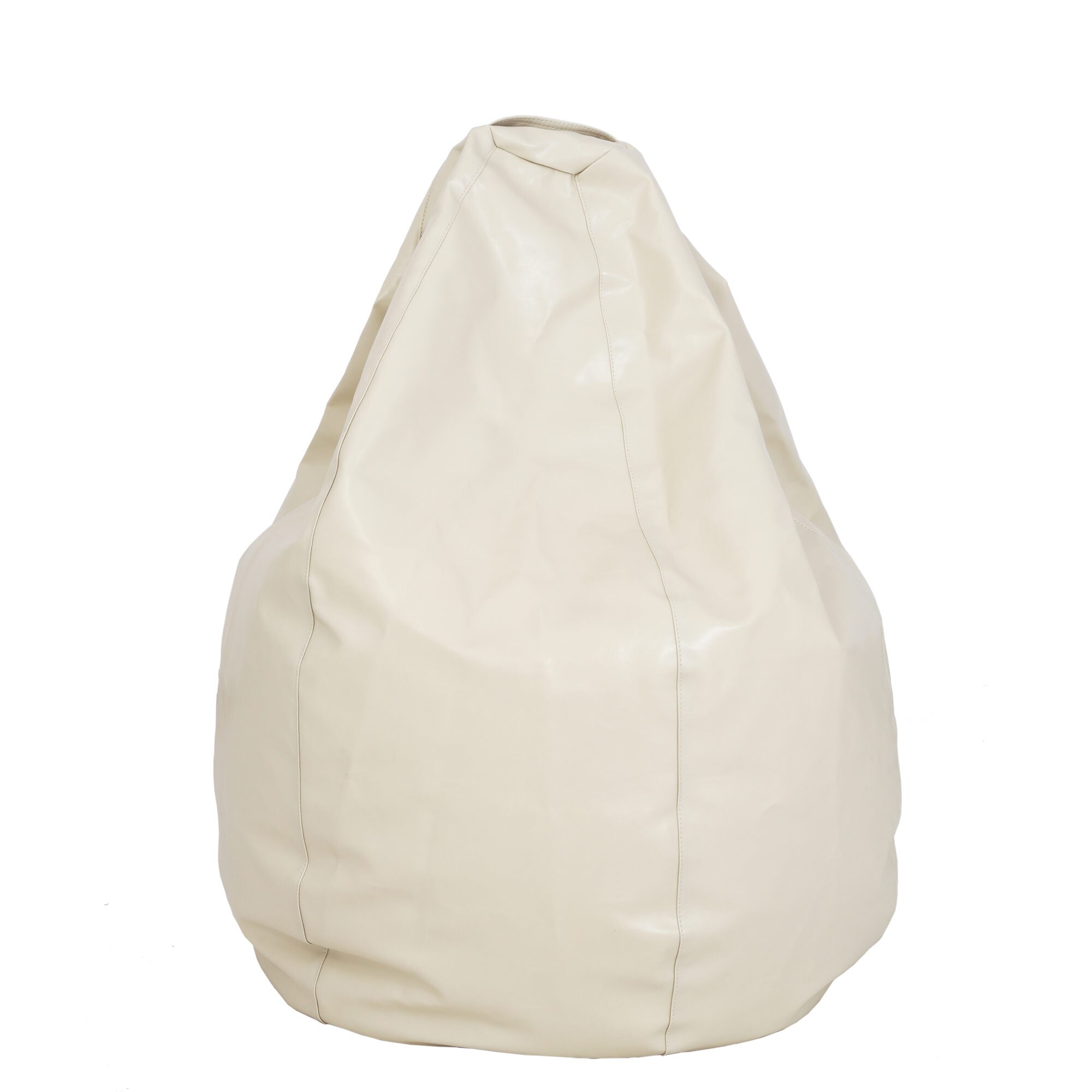 Fotoliu Bean Bag para, piele ecologica Crem, cu maner