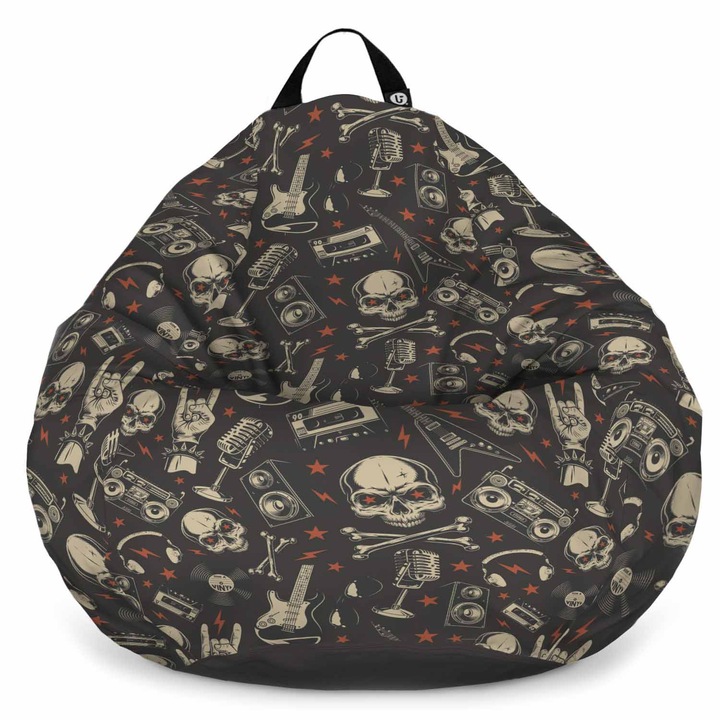 Fotoliu Updeco Puf Bean Bag tip Para XL, impermeabil, indoor/outdoor, sac interior, cu maner, 90 x 90 x 60 cm, rock