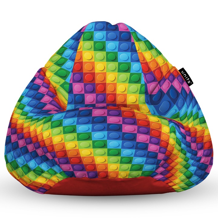 Fotel Updeco Pouf Babzsákfotel, Körte L típus, vízálló, szobai/szabadtéri, belső táska, fogantyúval, 90 x 80 x 60 см, absztrakt lego