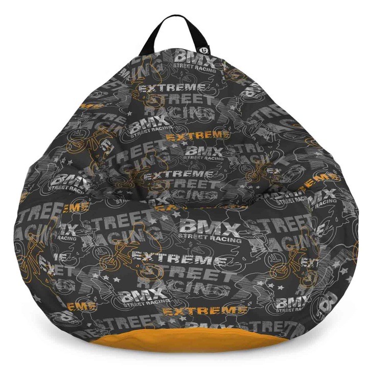 Fotoliu Updeco Puf Bean Bag tip Para L, impermeabil, indoor/outdoor, sac interior, cu maner, 80 x 80 x 55 cm, BMX