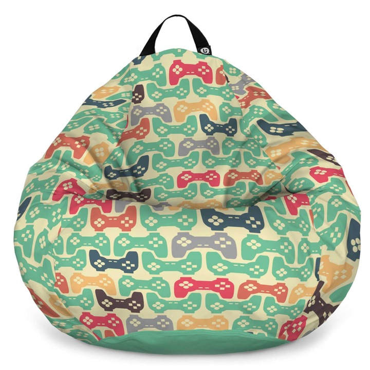 Fotoliu Updeco Puf Bean Bag tip Para XL, impermeabil, indoor/outdoor, sac interior, cu maner, 90 x 90 x 60 cm, controllers