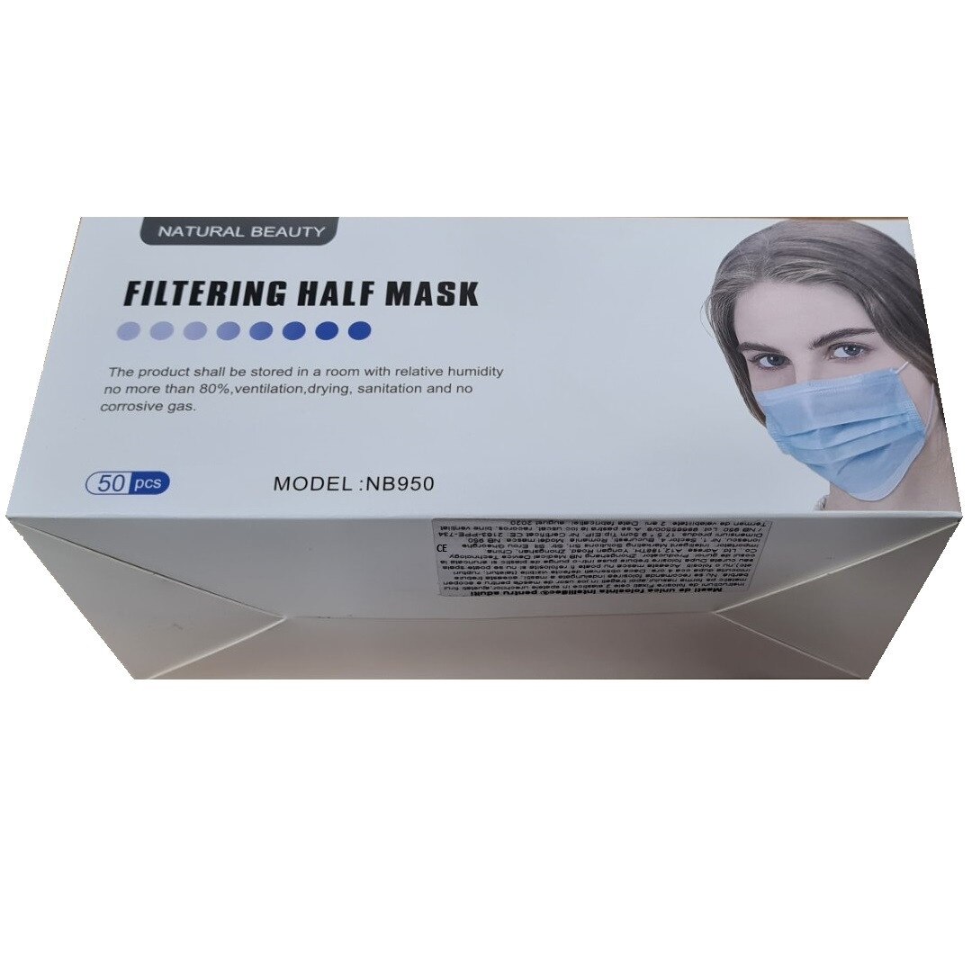 Set 50 bucati Masti igienice, de unica folosinta, nesterile, Albastru