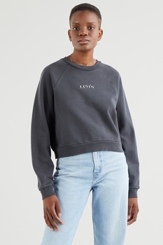 Levi's, Bluza sport cu imprimeu logo si maneci raglan, Gri antracit Levi's, Bluza sport cu imprimeu logo si maneci raglan, Gri antracit