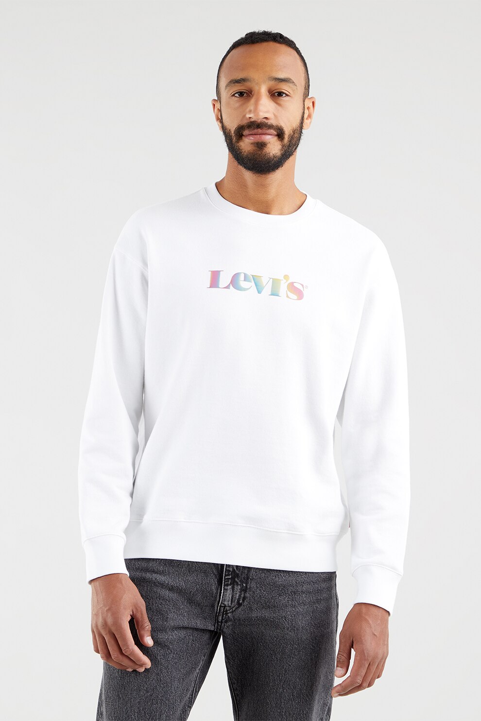 Levi's, Bluza sport relaxed fit cu logo si decolteu la baza gatului, Alb