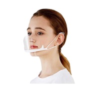 Masca din plastic transparent, pentru nas si gura, cu suport pentru barbie si elastic, bandou alb, 1 bucata