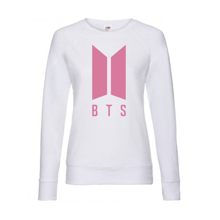 Női testreszabott bts logós blúz, pamut, fehér, XS