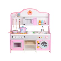 bucatarie din lemn ecologic pentru copii timetrade 62x30x72 cm masina de spalat rufe cuptor cu microunde chiuveta plita cuptor accesorii incluse roz imagen 51_0_
0