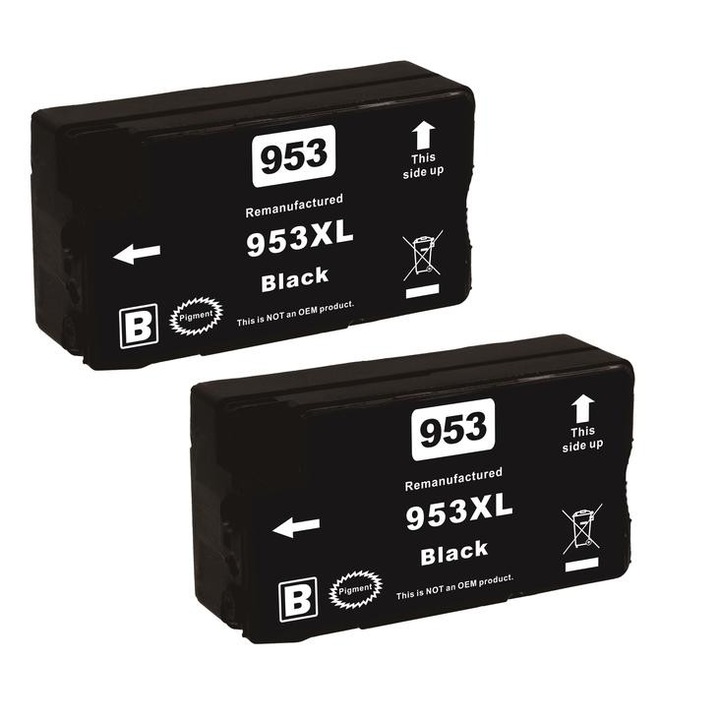 Set 2 cartuse compatibile HP 953XL, Negru, 4.000 pagini