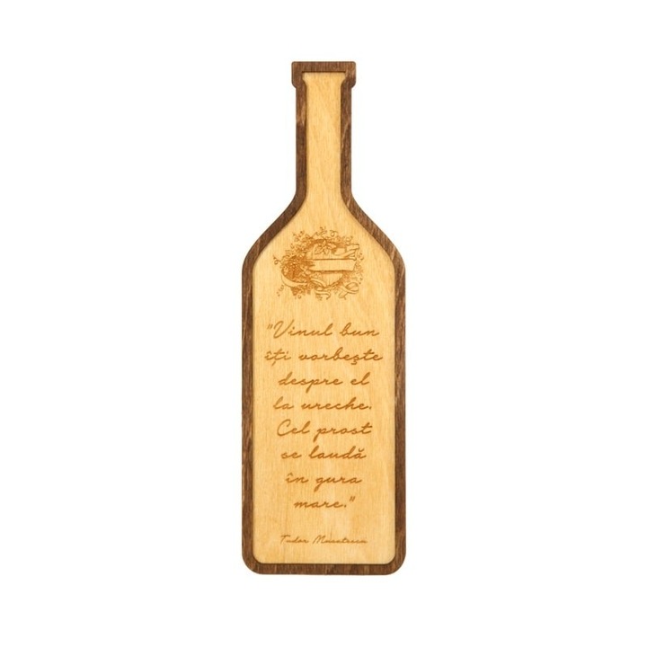 Tablou forma sticla vin cu mesaj din Tudor Musatescu, 29 x 9 cm