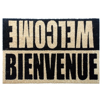 Covoras de intrare,tip pres din fibra de cocos multicolor cu imprimeu WELCOME-BIENVENUE 60x40 cm Covoras de intrare,tip pres din fibra de cocos multicolor cu imprimeu WELCOME-BIENVENUE 60x40 cm