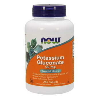 Supliment alimentar Now Foods Gluconat de potasiu 99mg, 250 comprimate Supliment alimentar Now Foods Gluconat de potasiu 99mg, 250 comprimate