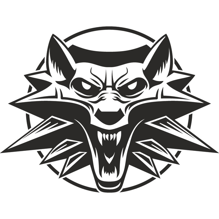 Sticker decorativ perete / geam si auto, Scary wolf, 20x15 cm