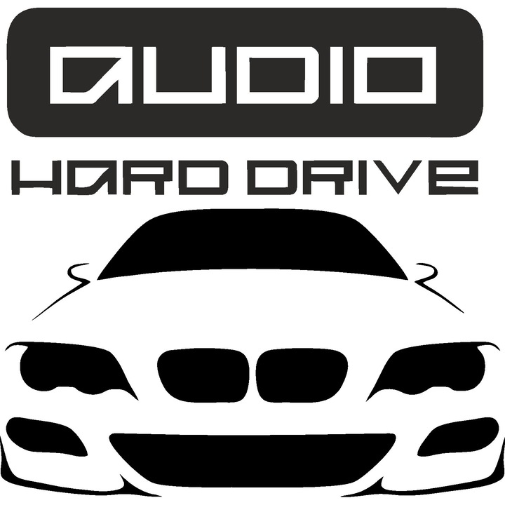 Autó díszmatrica, Audio Hard Drive BMW, 15x15 cm