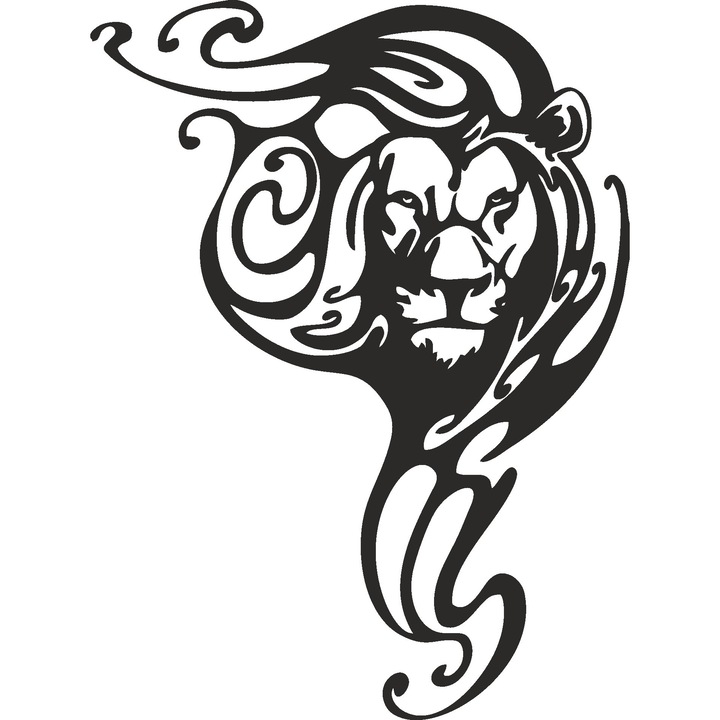 Sticker decorativ perete / geam, Lion abstract, 33x45 cm