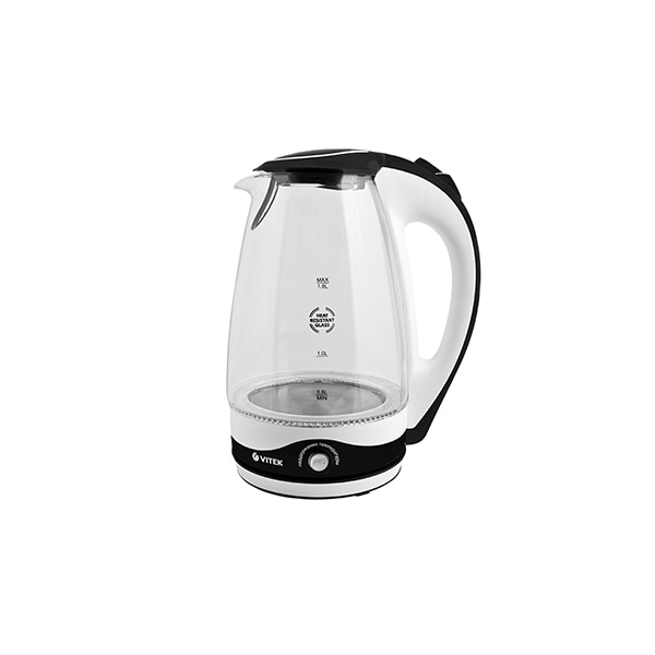 Fierbator de apa electric VITEK VT-7027, 1.8L, 2200W, Iluminare in timpul lucrului, protectia impotriva evaporarii, deconect. la scoatere de pe suport, Sticla