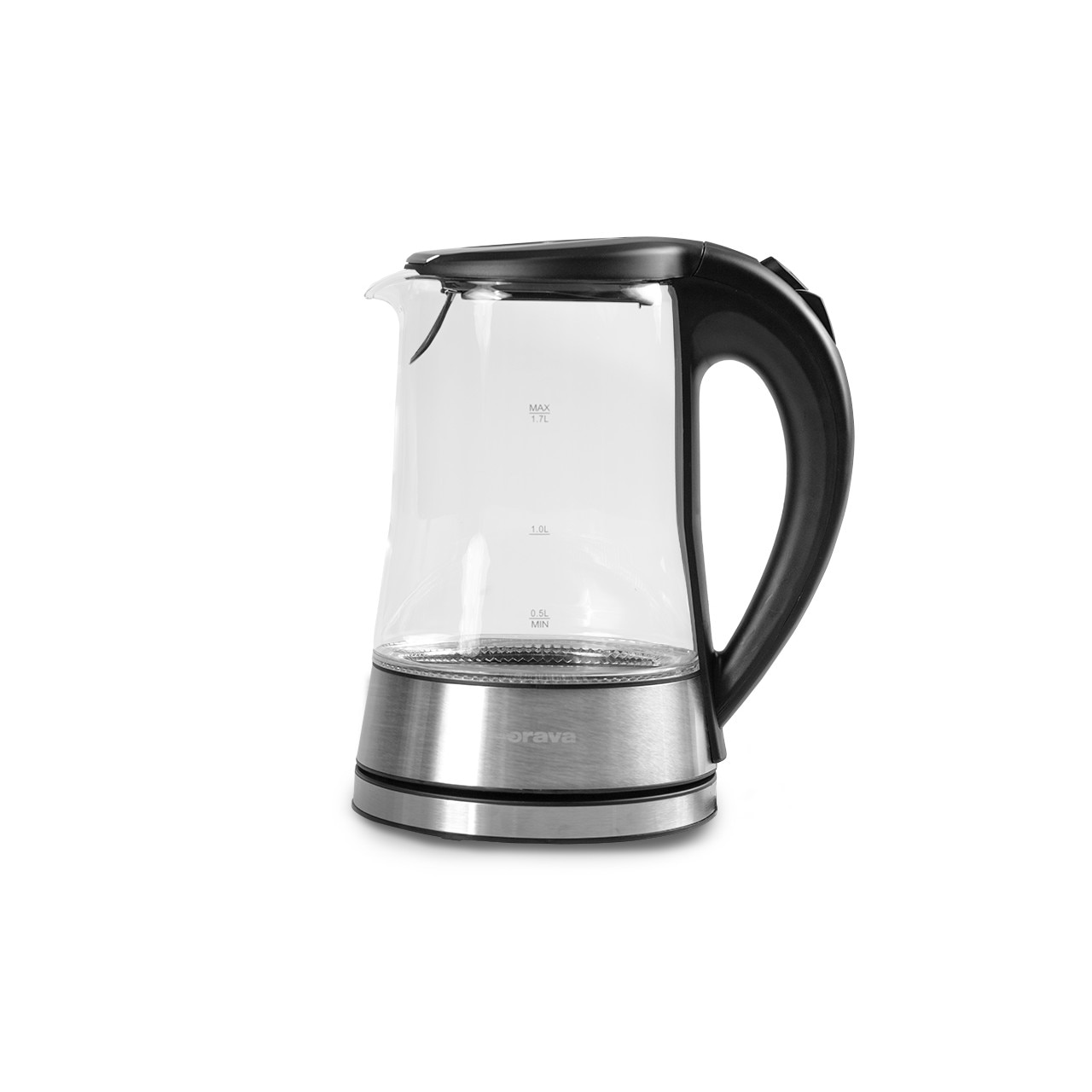 Fierbator electric din sticla, Orava, VK-4017B, capacitate de 1,7 L, putere 2200 W, lumina LED in timpul fierberii, protectie suprincalzire, nergu