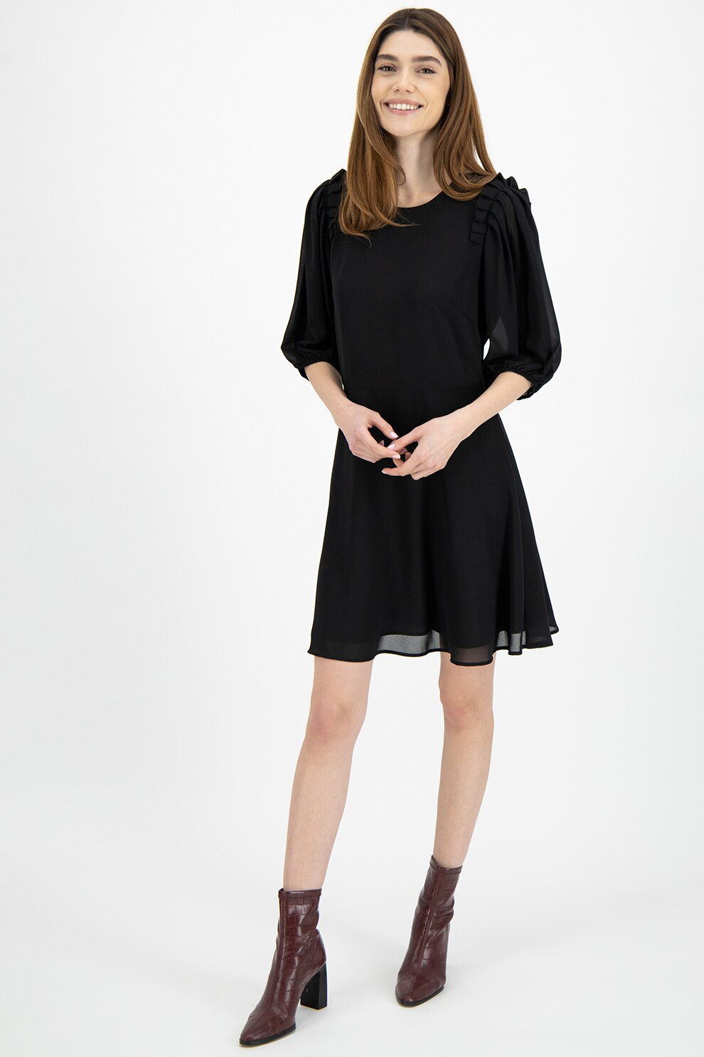 Silvian Heach Collection, Rochie mini cu maneci 3/4, Negru, XS