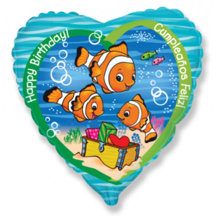 Balon folie Clownfish Birthday, multicolor, 45 cm