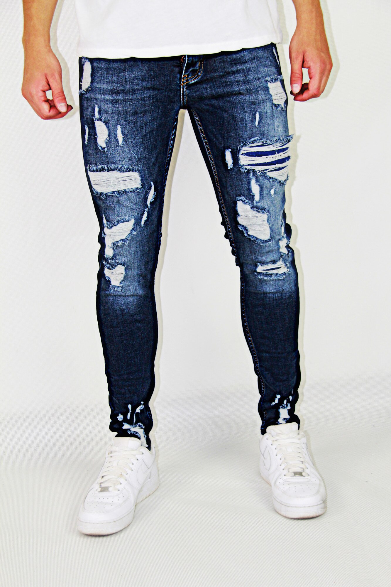 Blugi barbati slim fit,bluemarine,model cu Blugi barbati slim fit,bluemarine,model cu rupturi 34, Bleumarin