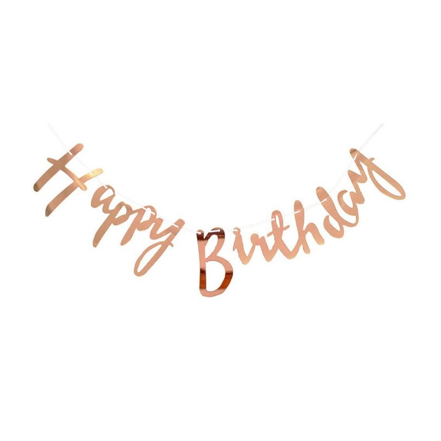 Banner Happy Birthday rose gold 1m