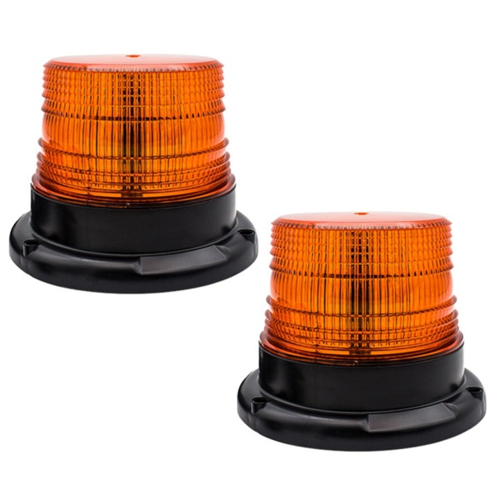 Set 2 girofaruri auto cu efect de rotatie sau stroboscopic 12V / 24V galben LED