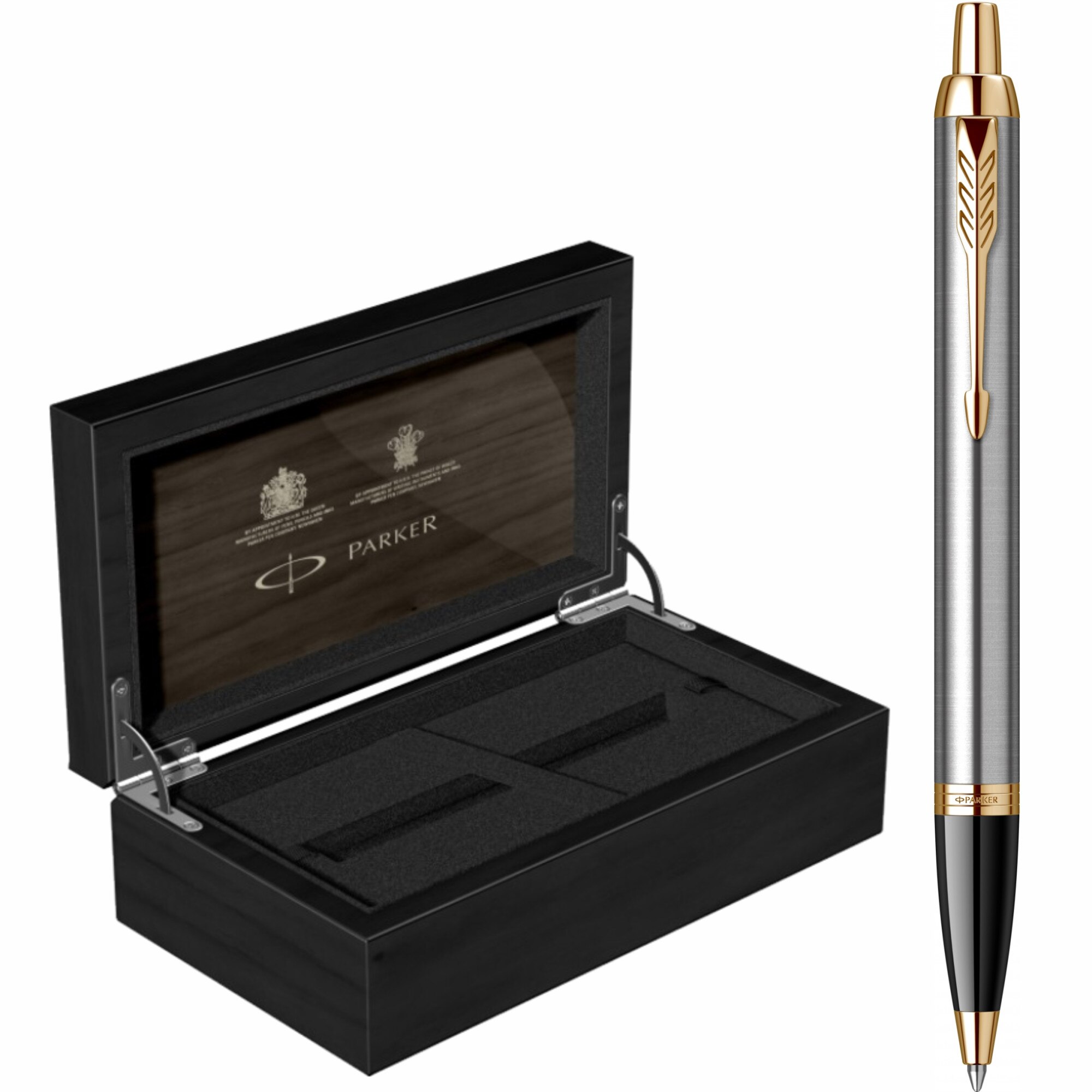 Pix Parker IM Royal Brushed Metal GT Personalizat prin Gravura Laser in Cutie de Lemn Parker