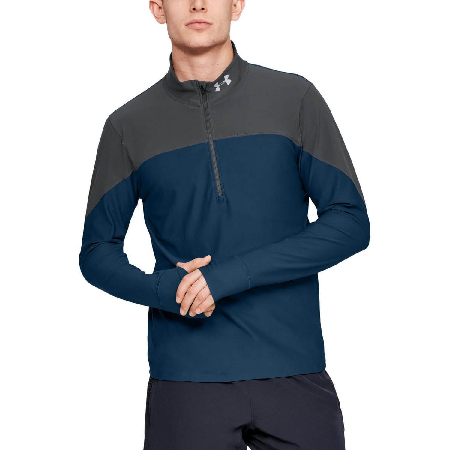 Tricou sport cu maneca lunga, Under Armour Ua Qualifier Half Zip, Gri, XL
