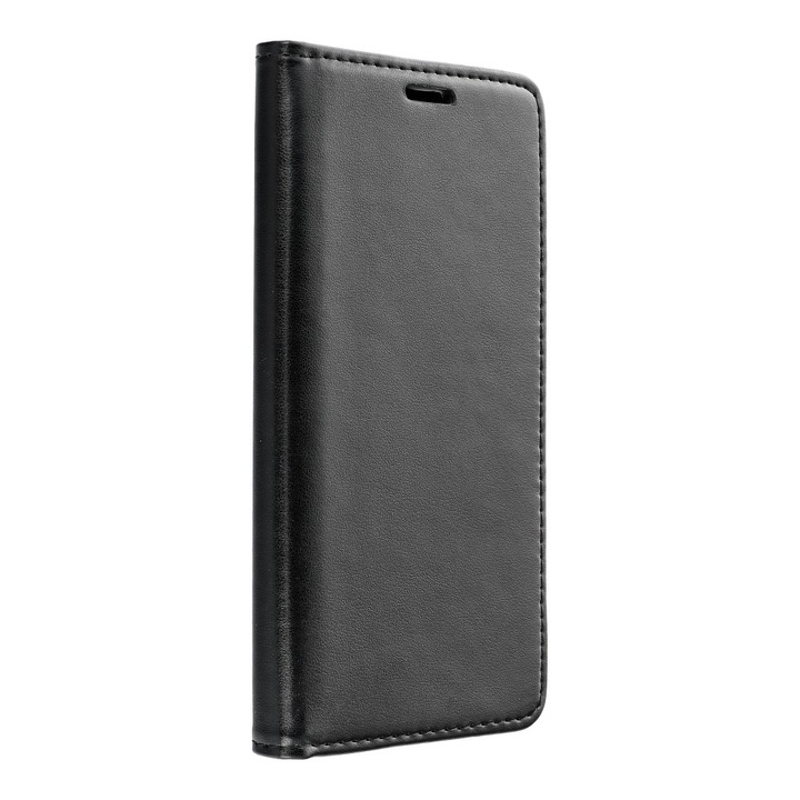 Husa tip carte, compatibila cu Samsung Galaxy A12 / M12, model Magnet Book Case, piele ecologica, negru