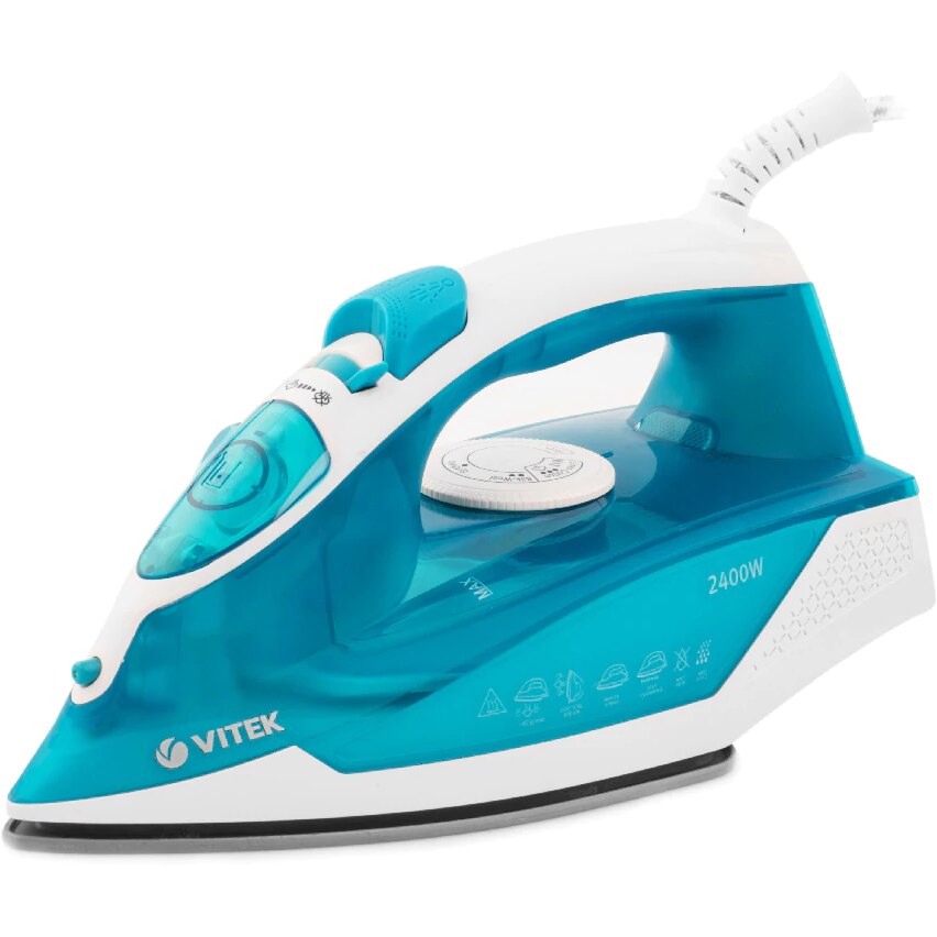 Fier de calcat VITEK VT-8307 2400 W, talpa ceramica UltraCare, rezervor 260ml, autocuratare, anti-calcar, pulverizare, jet aburi 140 g/min, Albastru