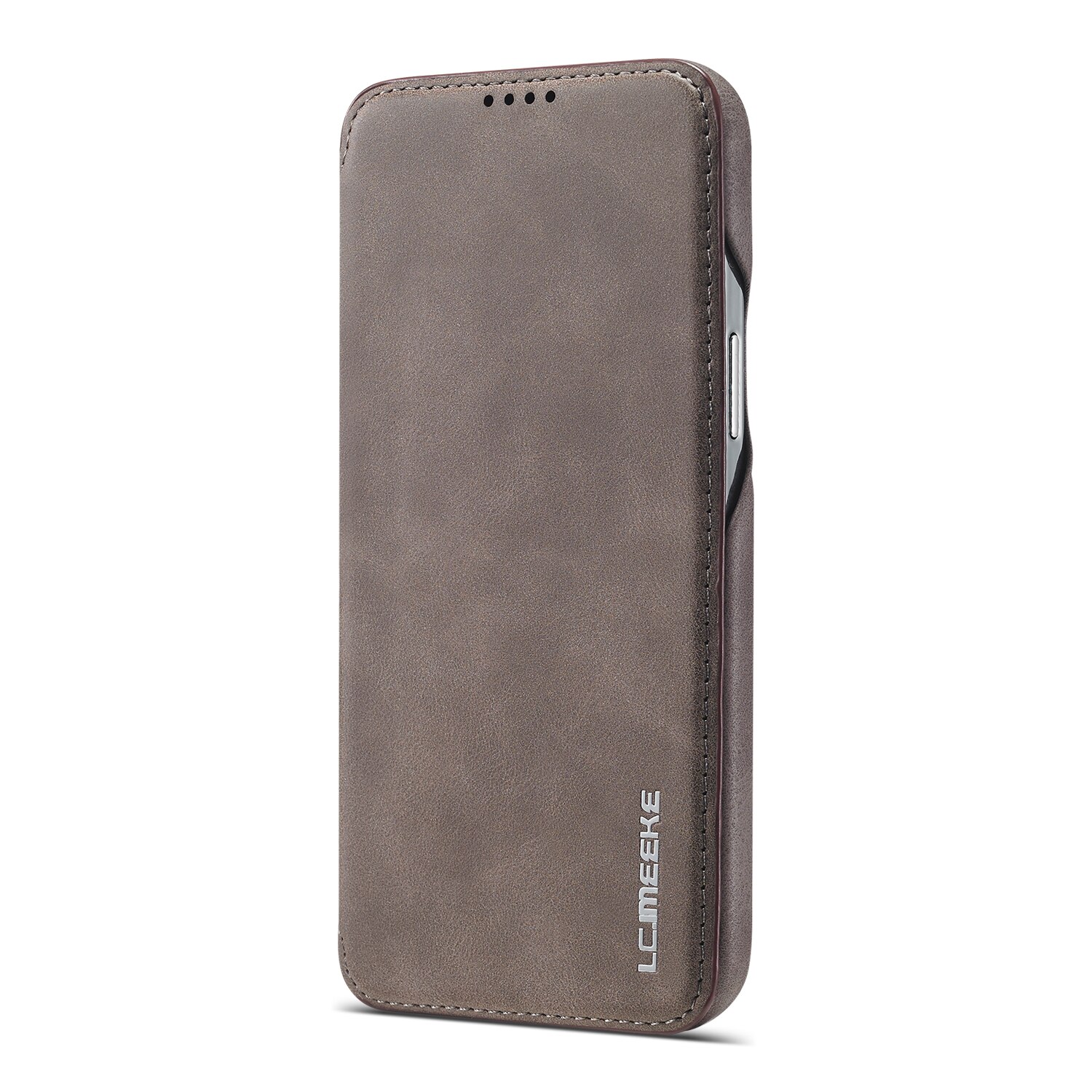 Husa iPhone 12 Pro Max, CaseMe, slim piele, stand, inchidere magnetica, textura fina, Maro coffee