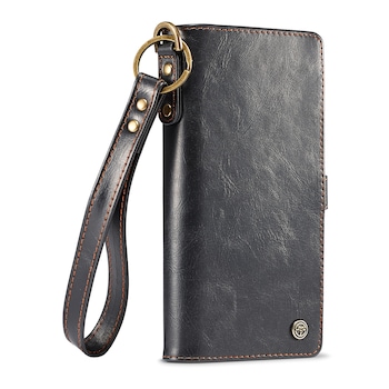 Husa iPhone 12 Pro Max, CaseME, piele, portofel, multifunctionala, buzunare carduri, bani, casti, chei, Negru Husa iPhone 12 Pro Max, CaseME, piele, portofel, multifunctionala, buzunare carduri, bani, casti, chei, Negru