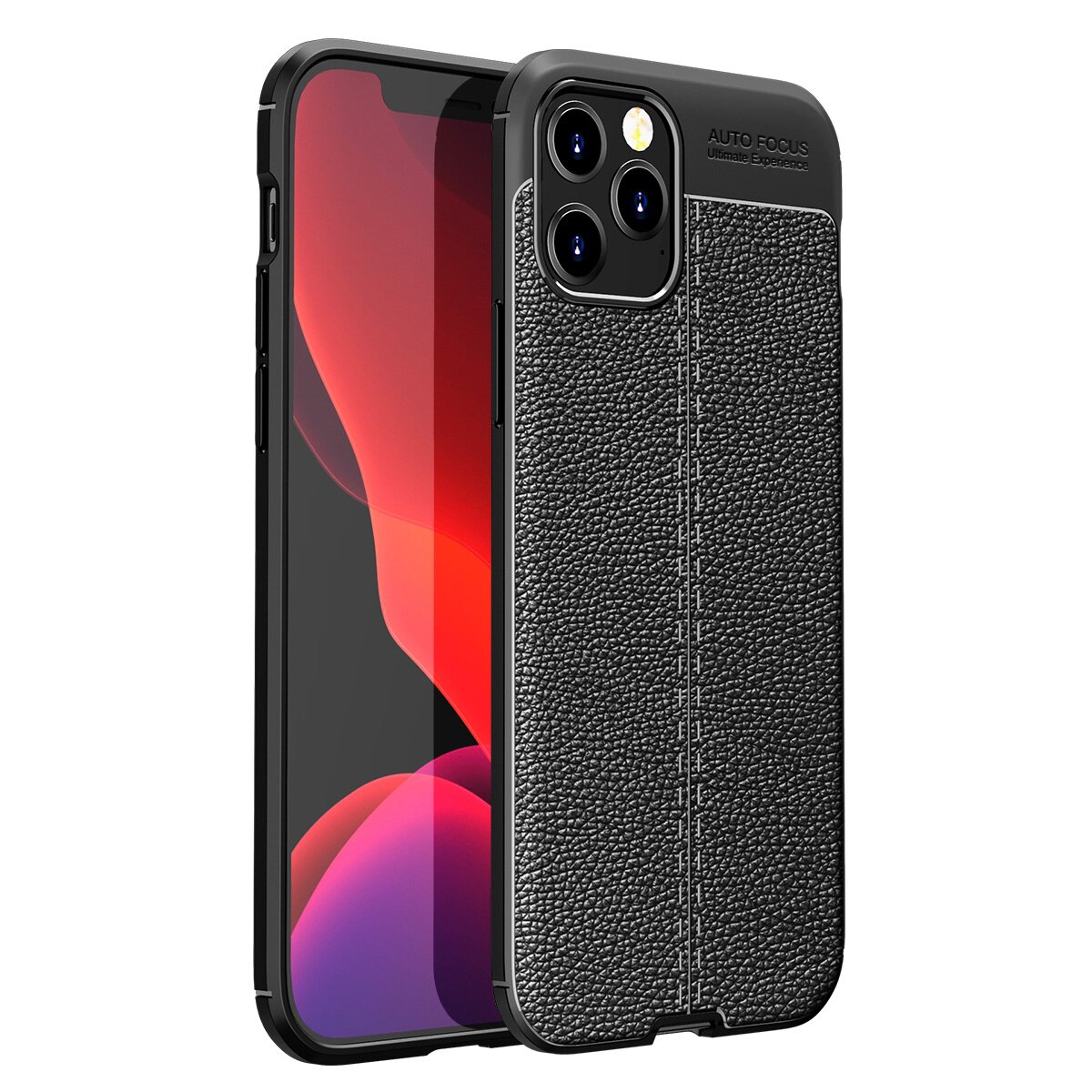Husa iPhone 12 Pro, iPhone 12, CaseME, silicon + TPU cu model piele, back cover, Negru
