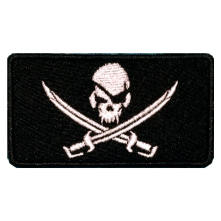 Emblema brodata, steag pirat, 8x5cm