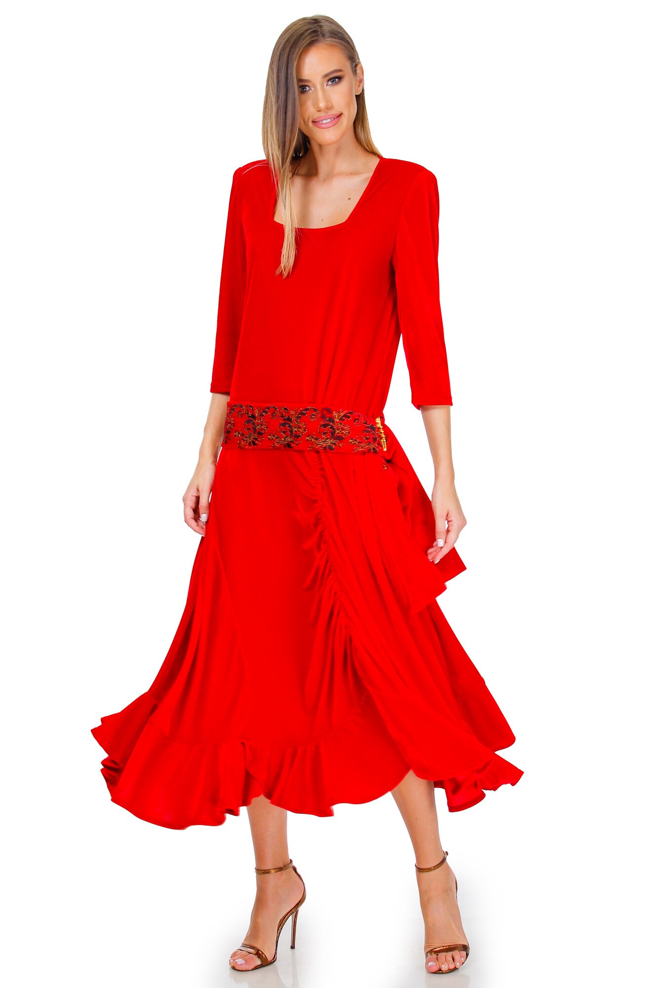 Rochie rosie, catifea, Liza Panait, BT-25