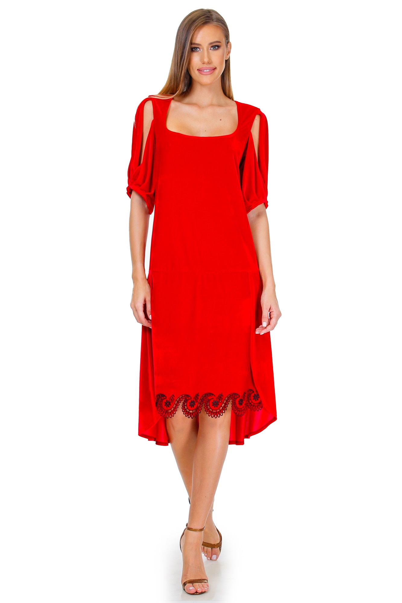Rochie rosie, catifea, Liza Panait, BT-21