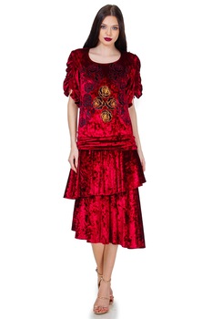 Rochie rosie, catifea, Liza Panait, BT-29 Rochie rosie, catifea, Liza Panait, BT-29