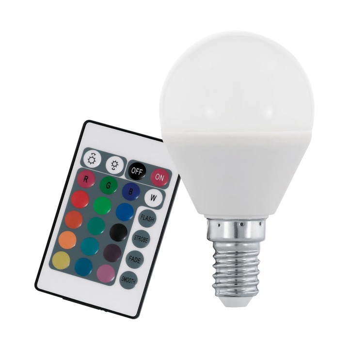 Bec cu telecomanda EGLO 10682, LED RGB E14 1X4W 300lm 3000K Ø45mm