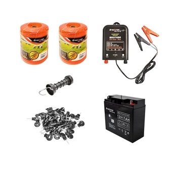 Kit complet gard electric 12V 0.6 Joule, baterie 12V/17 Ah, lungime fir 1000m, 100 izolatori, maner poarta, Breckner Germany Kit complet gard electric 12V 0.6 Joule, baterie 12V/17 Ah, lungime fir 1000m, 100 izolatori, maner poarta, Breckner Germany