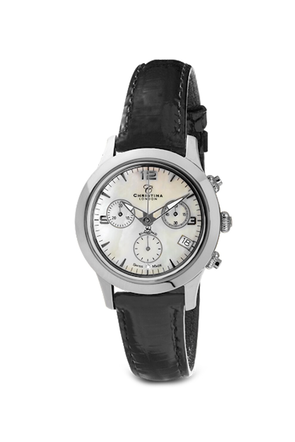 Christina Jewelry&Watches, Ceas cronograf cu o curea de piele si un diamant