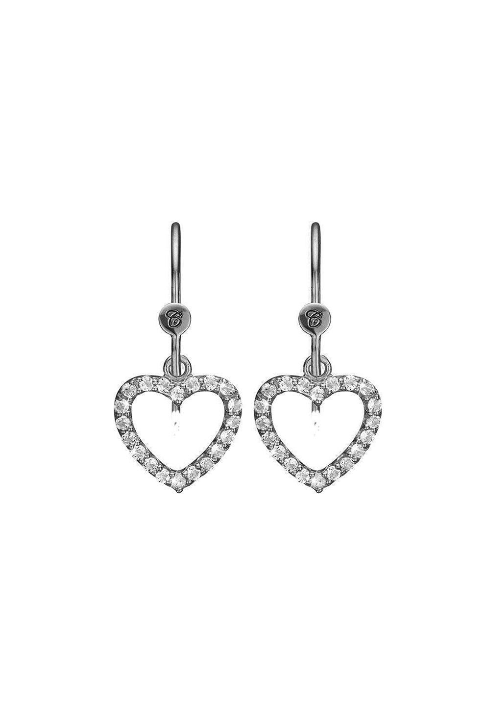 Christina Jewelry&Watches, Cercei de argint cu inimi Topaz Pavé, Argintiu