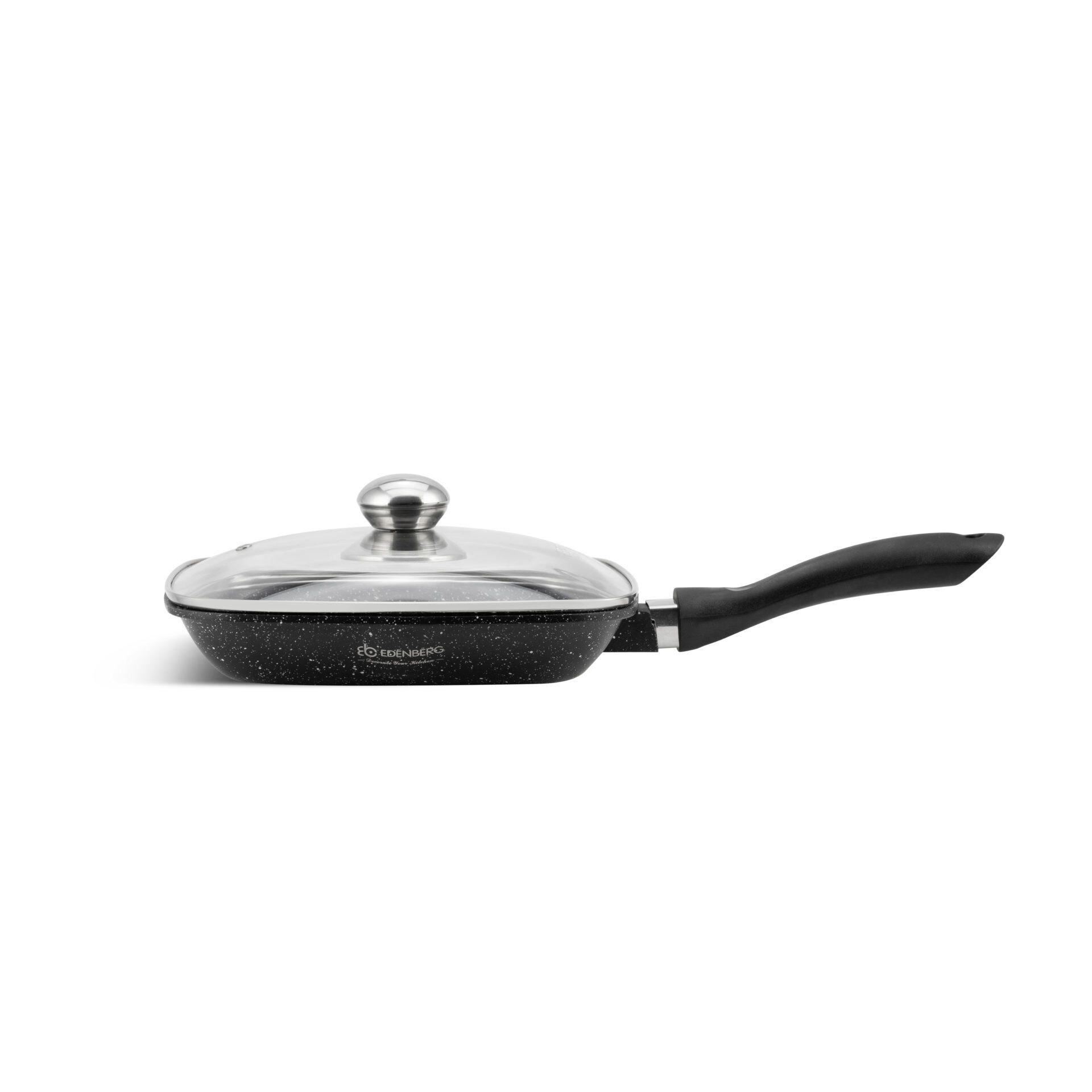 Tigaie grill Edenberg cu capac din sticla, 24CM, EB8136